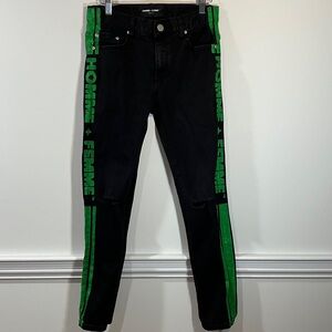 Homme + Femme Black and Green Men's Jeans 28
